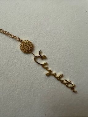 Gold Plated Curve "Elizabeth " Script Pendant Necklace